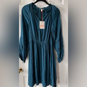 NWT Women’s Knox Rose Long Sleeve Teal Dress, XS